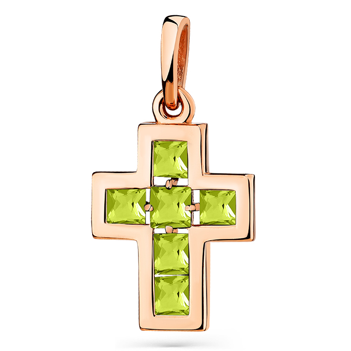 Крест, золото, хризолит, 04-1-040-0800-010